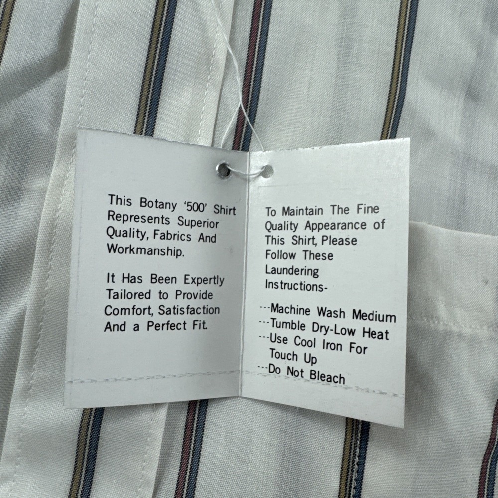 Vintage Botany 500 Dress Shirt Mens 17 White Striped Long Sleeve Button Up NEW - Picture 6 of 6